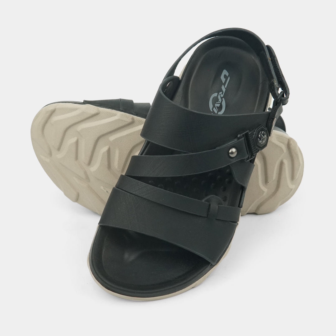 Kids Soft & Stylish Microfiber Sandals- 6-Black